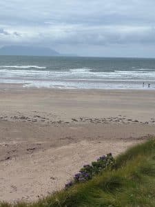 scenic view of inch beach in County Kerry. With golden sand, rolling Atlantic waves and distant mountains. A popular destination served by Sage Taxis